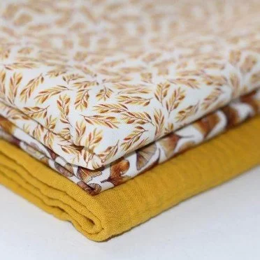 Cotton Poplin Digital Print - Small Olive Branch Ocher - (Cotton Poplin Printed)