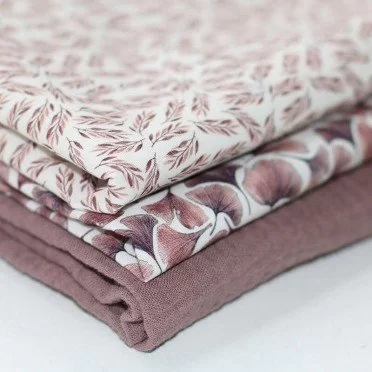 Popelina Bawełniana Druk Cyfrowy - Mała Gałązka Oliwna Stary Fiołkoworóżowy | Rijs Textiles Popelina Bawełniana Druk Cyfrowy - Mała Gałązka Oliwna Stary Fiołkoworóżowy