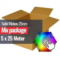 Ruban Satin 25mm 5 Couleurs x 25 Mètre Package Bundle Ruban Satin 25mm 5 Couleurs x 25 Mètre Package Bundle