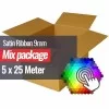 Satin Ribbon 9mm 5 Colors x 25 Metre Bundle Package