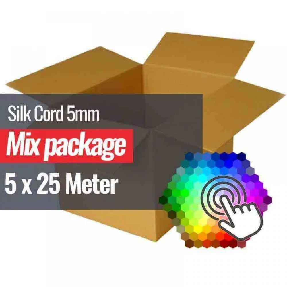 Coroncino Raso 5mm 5 Colori x 25 Metri Pacchetto Bundle Coroncino Raso 5mm 5 Colori x 25 Metri Pacchetto Bundle