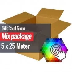 Silk Cord 5mm 5 Colors x 25 Meter Bundle Package