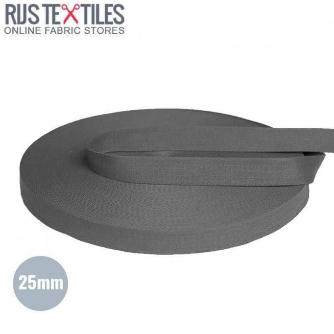 Ruban Sangle Coton Gris Foncé 25mm  - (Ruban Sangle)