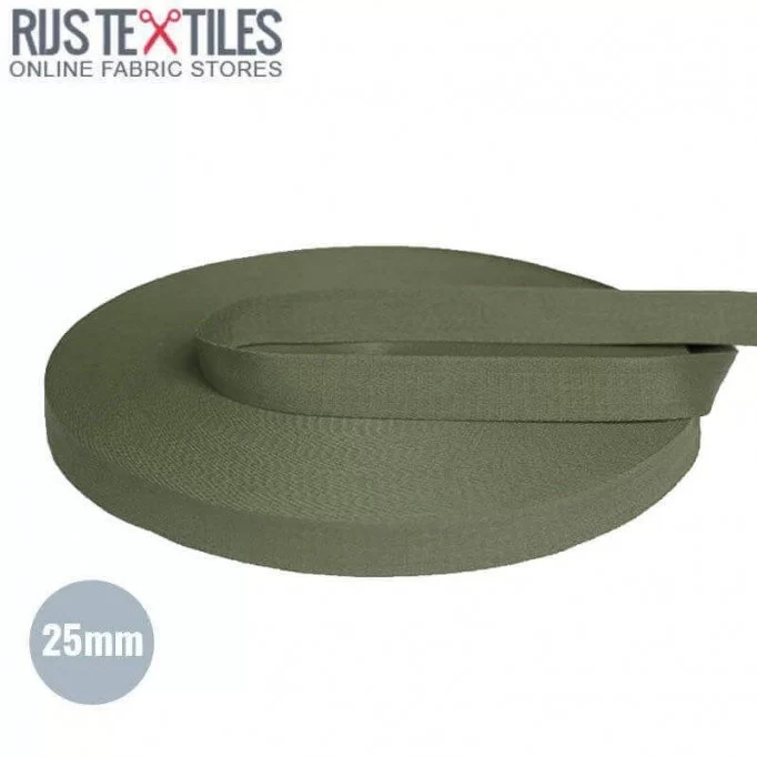 Taśma Nośna Bawełniana Wojskowa Zieleń 25mm | Rijs Textiles