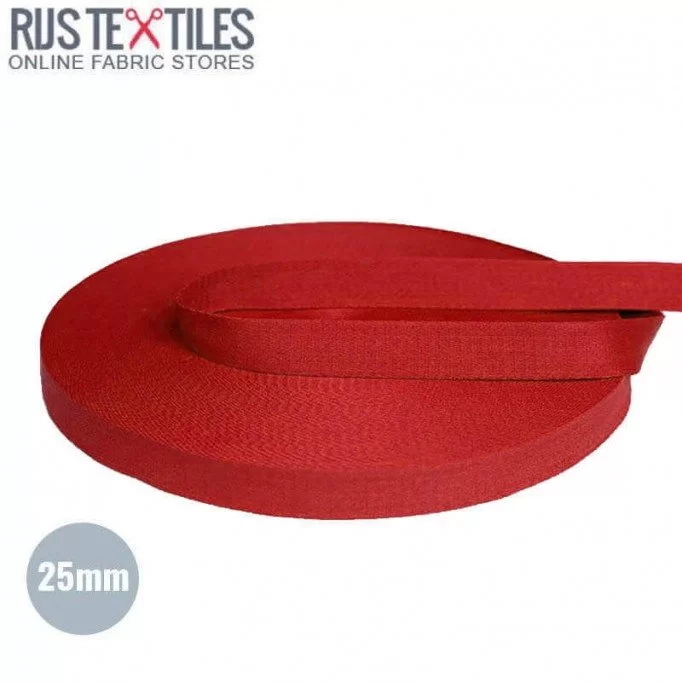 Tassenband Katoen Rood 25mm - (Tassenband)