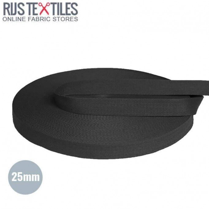 Nastro Di Cotone Cintura Nero 25mm - (Nastro Cintura)