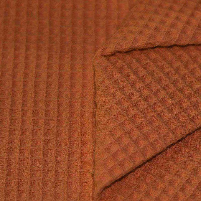 Tissu Piqué Gaufré Cognac - (Tissu Piqué Gaufré)