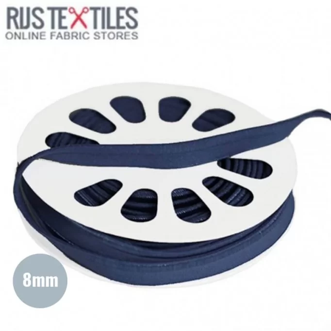 Elastic Piping Tape Navy 8mm  - (Ribbons )