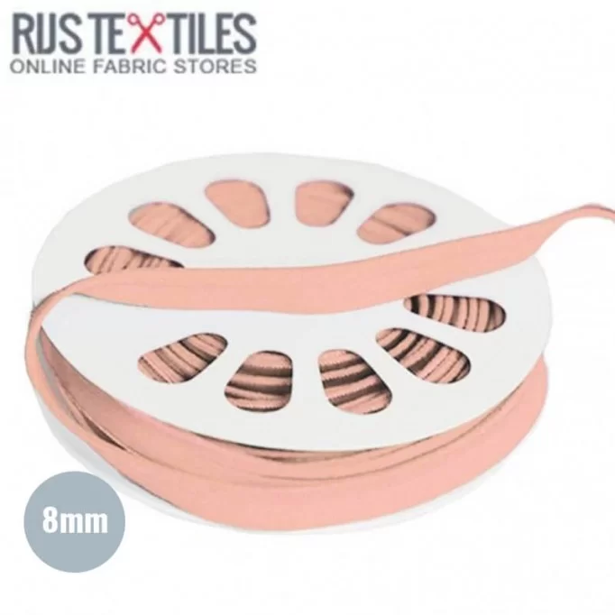 Elastic Piping Tape Salmon Pink 8mm - (Ribbons )