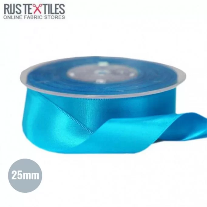 Satin Bånd 25mm Aqua  - (Bånd)
