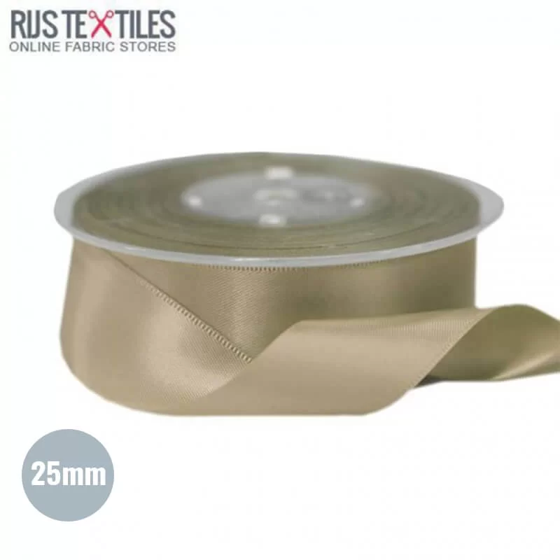 Satijnlint 25mm Beige