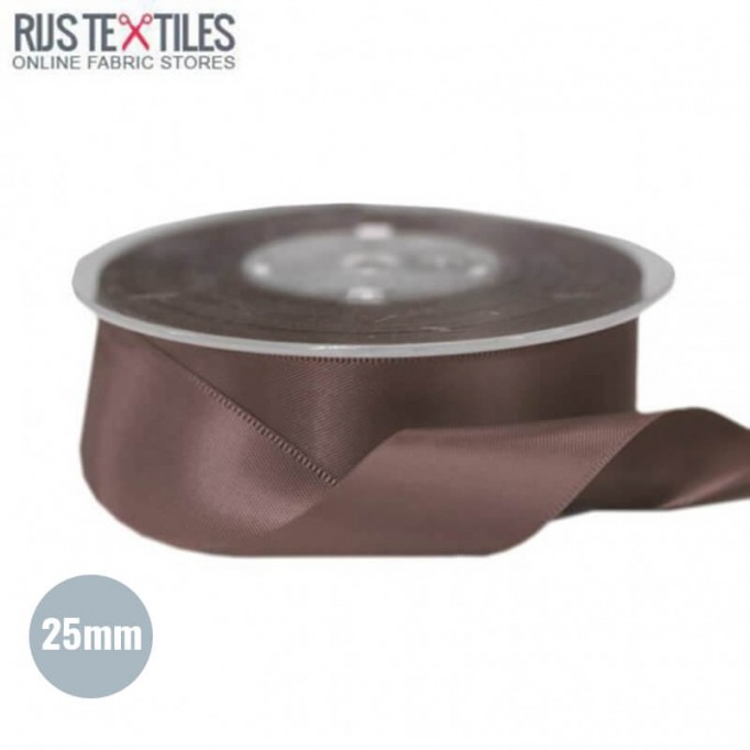 Ruban Satin 25mm Brun - (Rubans)