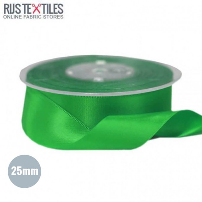 Ruban Satin 25mm Herbe Verte  - (Rubans)