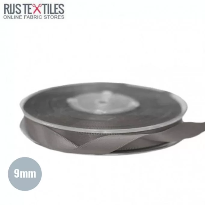 Satin Ribbon 9mm Dark Grey  - (Ribbons )