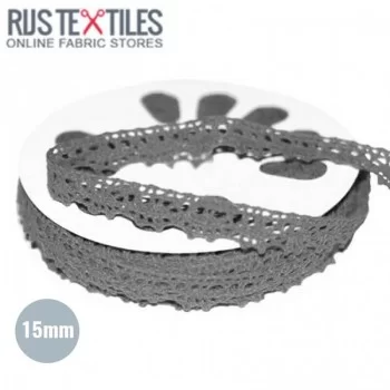 Ruban Dentelle Gris Foncé 15mm  
