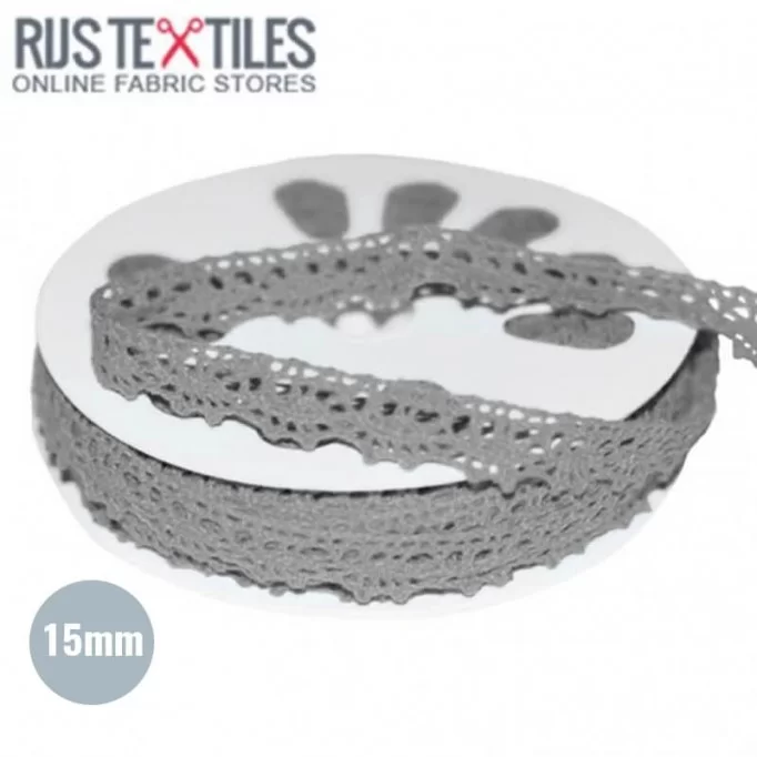 Ruban Dentelle Gris 15mm   - (Rubans)