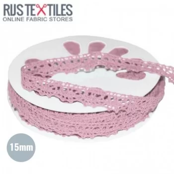 Ruban Dentelle Rose Clair 15mm 