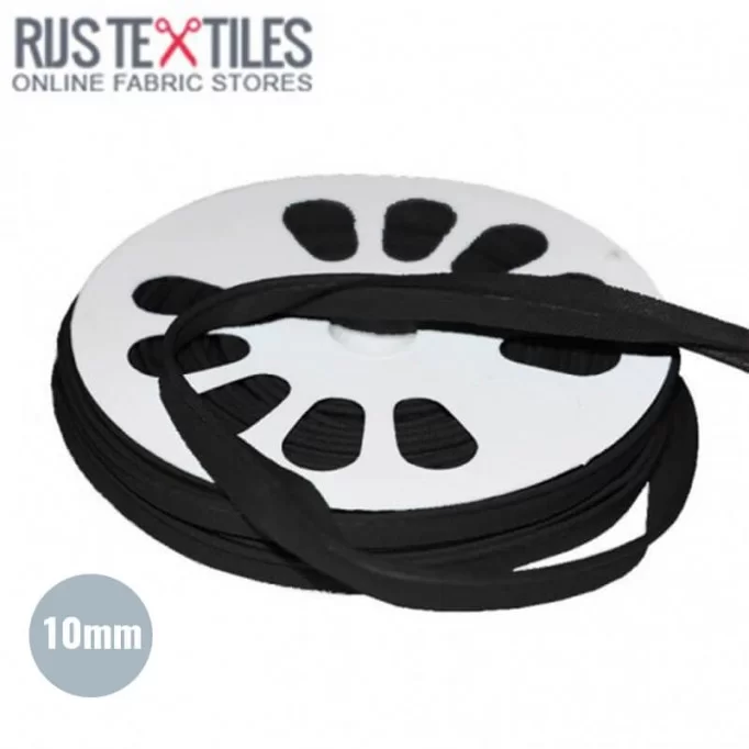 Cotton Piping Tape Black 10mm - (Ribbons )