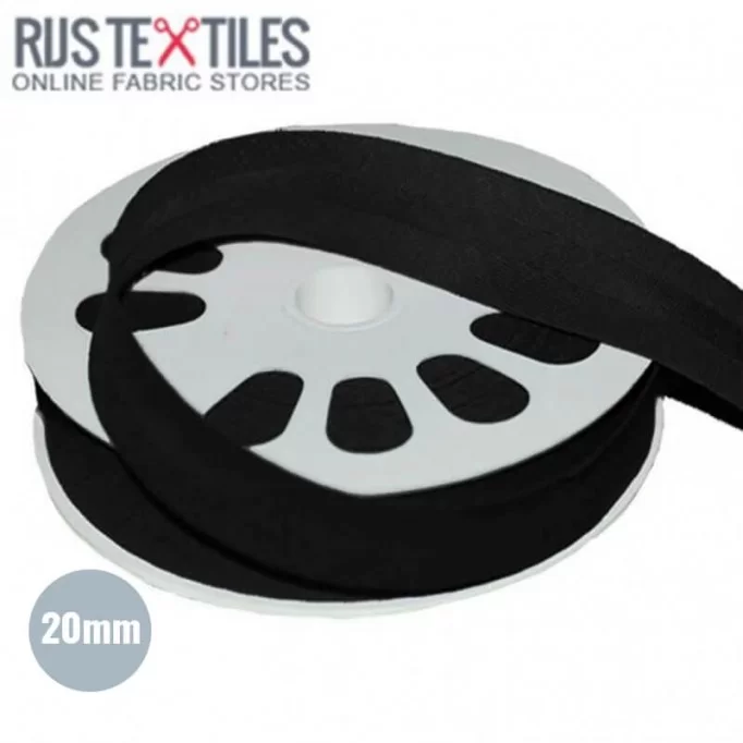 Cotton Bias Binding Black 20mm - (Ribbons )
