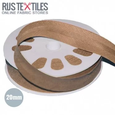 Biaisband Katoen Donker Beige 20mm - (Banden En Linten)