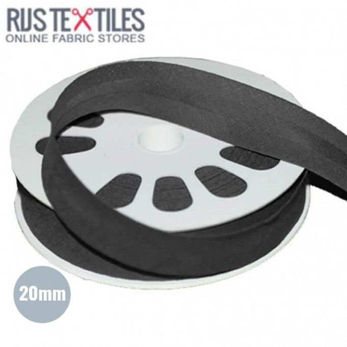 Biais Coton Plié Gris Foncé 20mm  - (Rubans)