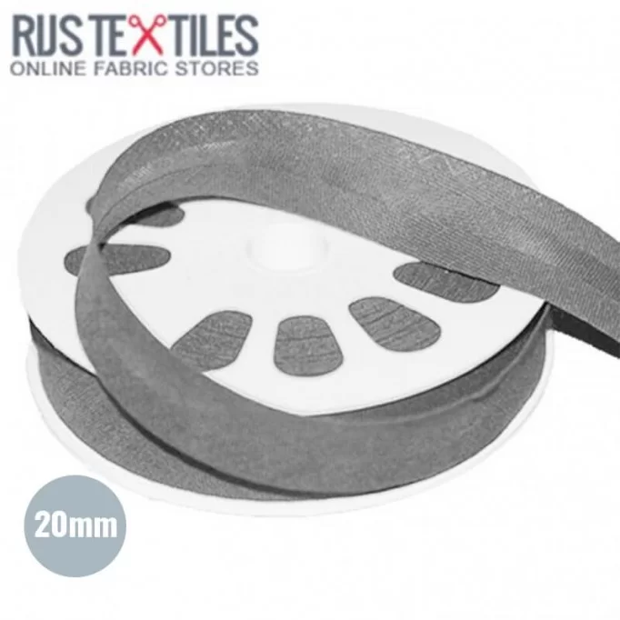 Biais Coton Plié Gris 20mm  - (Rubans)