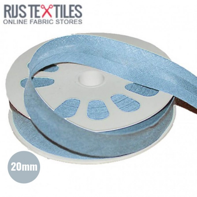 Biais Coton Plié Bleu Clair 20mm  - (Rubans)
