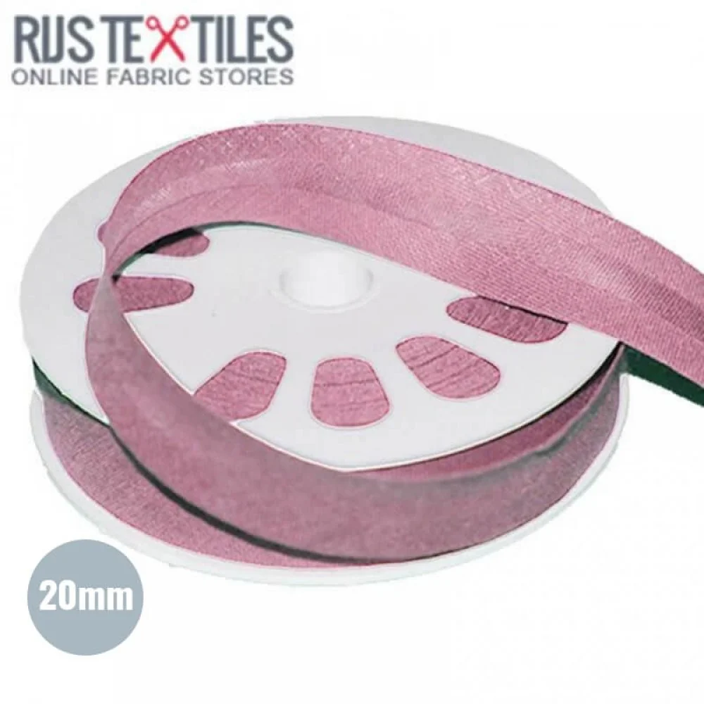 Biais Coton Plié Vieux Rose 20mm