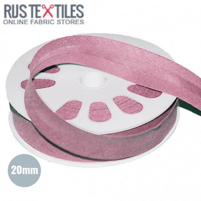 Biais Coton Plié Vieux Rose 20mm - (Rubans)