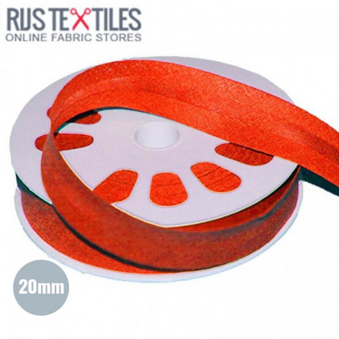 Biais Coton Plié Orange 20mm  - (Rubans)