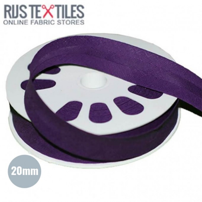 Biais Coton Plié Violet 20mm  - (Rubans)