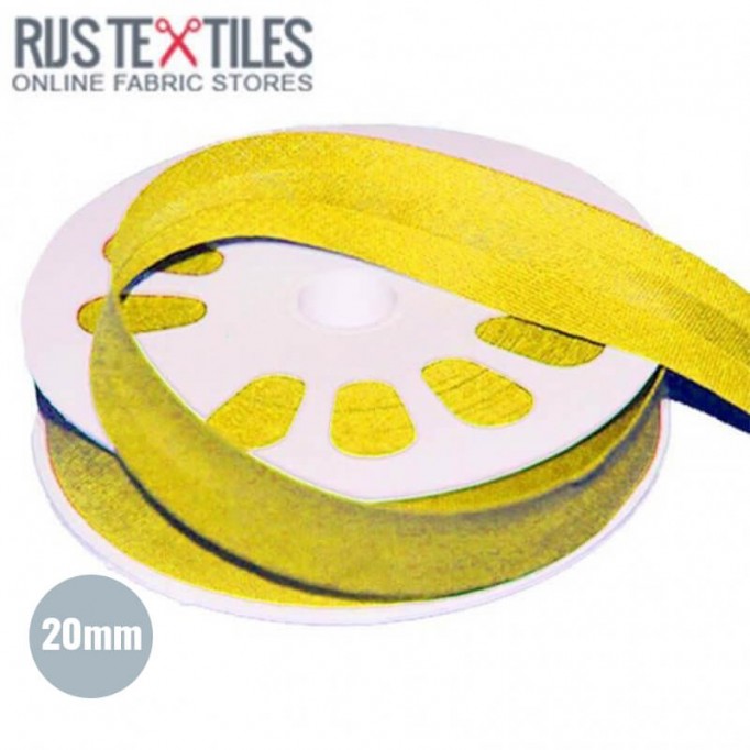 Biais Coton Plié Jaune 20mm  - (Rubans)