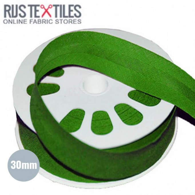 Biais Coton Plié Herbe Verte 30mm - (Rubans)