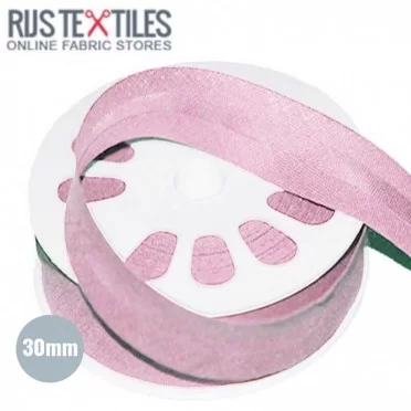Biais Coton Plié Rose 30mm - (Rubans)