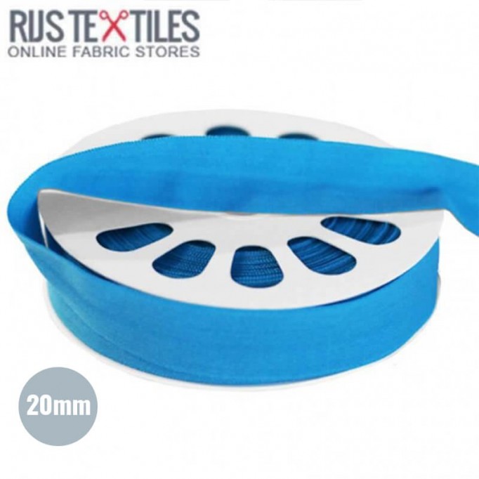 Elastisk Kantebånd Mat Aqua 20mm - (Stretch Skråbånd)