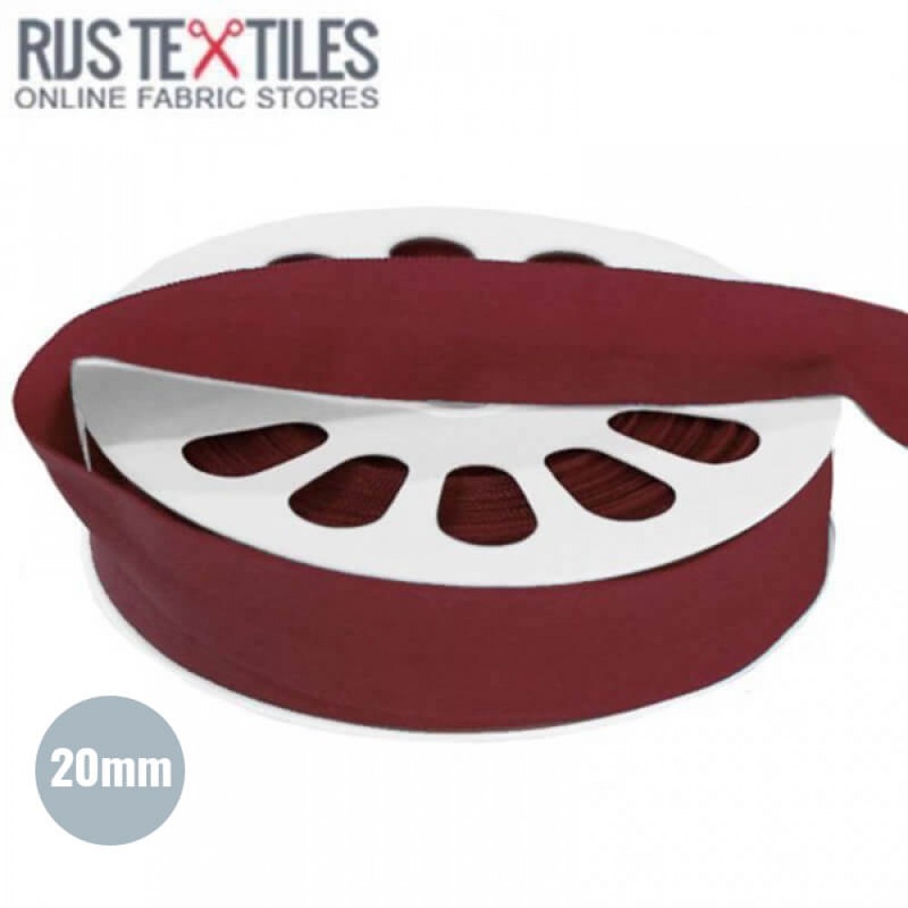 Elastisk Kantebånd Mat Bordeaux 20mm