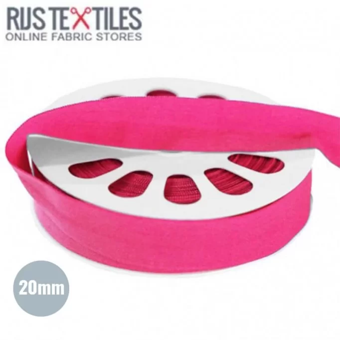 Elastisk Kantebånd Mat Fuchsia 20mm - (Stretch Skråbånd)