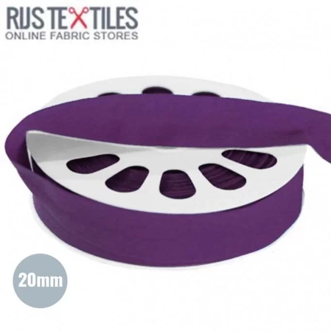 Elastisk Kantebånd Mat Violet 20mm - (Stretch Skråbånd)