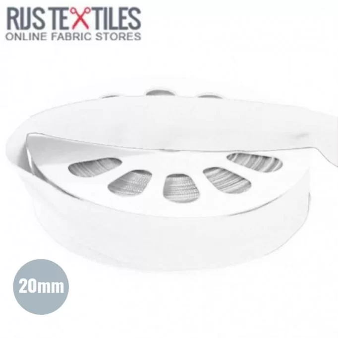 Elastic Edging Ribbon Mat White 20mm Elastic Edging Ribbon Mat White 20mm - (Elastic Bias Binding)