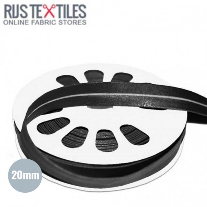 Bias Binding Imitation Leather Black 20mm - (Ribbons )