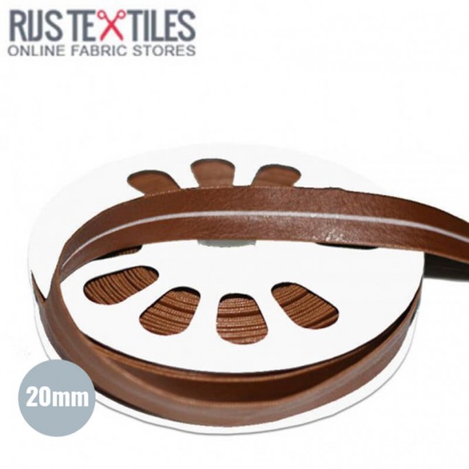 Biais Plié Simili Cuir Brun 20mm - (Rubans)