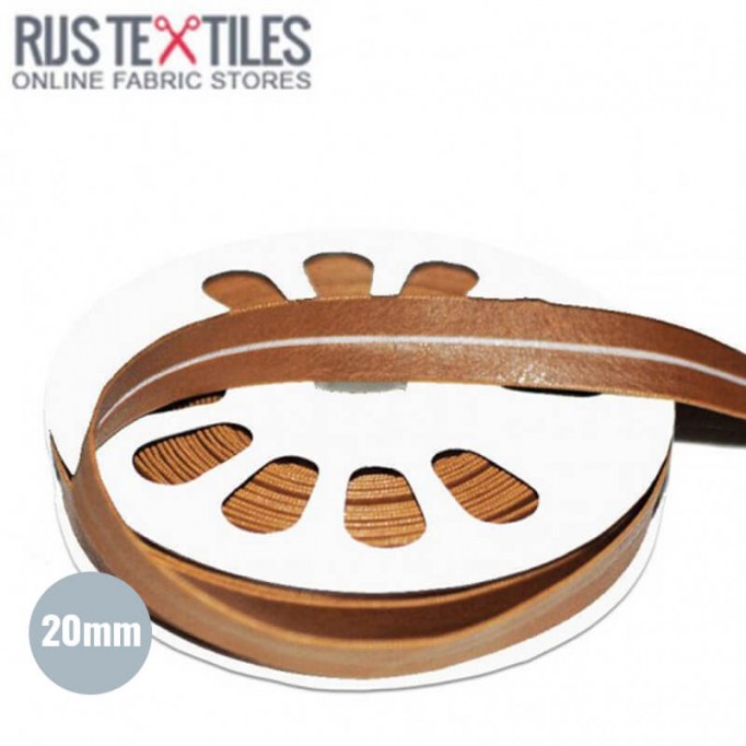 Biais Plié Simili Cuir Chameau 20mm - (Rubans)