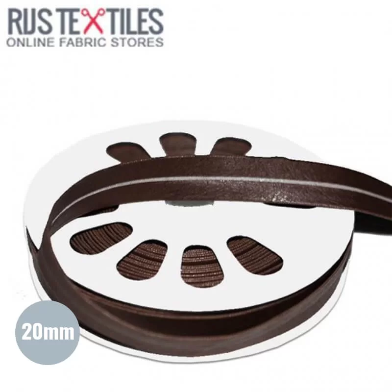 Biaisband Imitatieleer Donker Bruin 20mm
