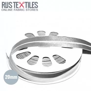 Taśma Skośna Imitacji Skóry Srebrny20mm | Rijs Textiles