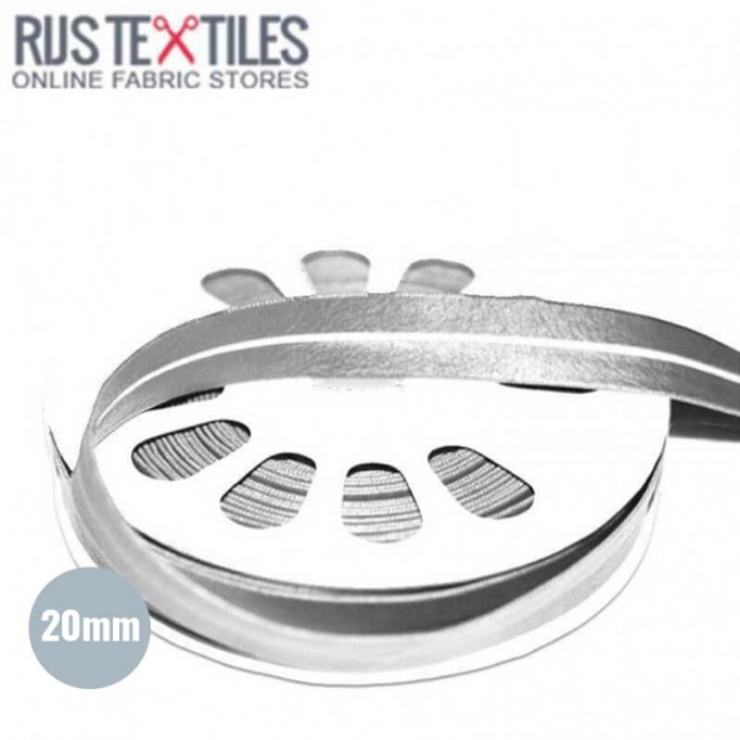 Biaisband Imitatieleer Zilver 20mm - (Banden En Linten)