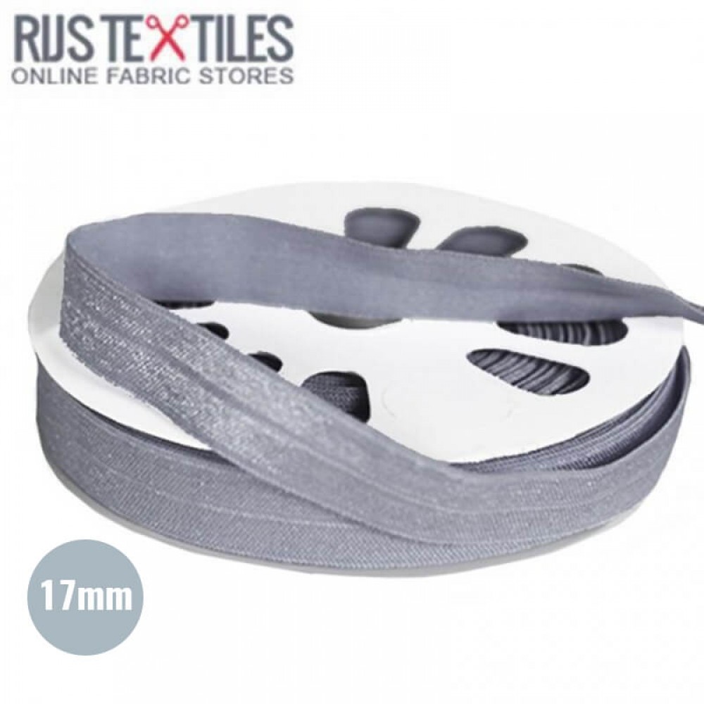 Nastro In Sbieco Elastico Grigio Acciaio 17mm