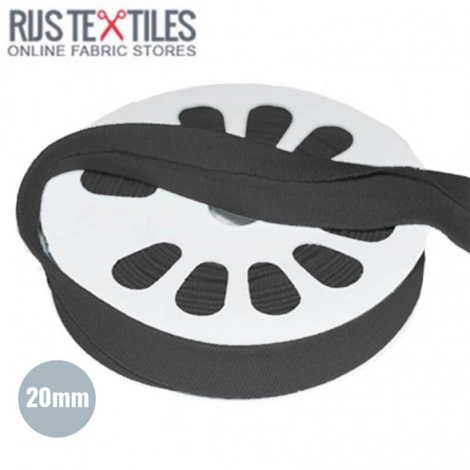 Nastro In Sbieco Jersey Nero 20mm - (Nastri)