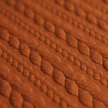 Gebreide Kabel Jacquard Stof Cognac - (Mode Stoffen)