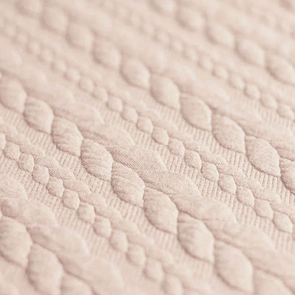Cable Knit Jacquard Fabric Light Beige