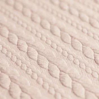 Gebreide Kabel Jacquard Stof Licht Beige